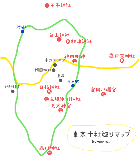 東京十社の地図